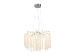 Moderner Kronleuchter LAVERNE Silber Chrom mit Glas Kristall Ø 50cm