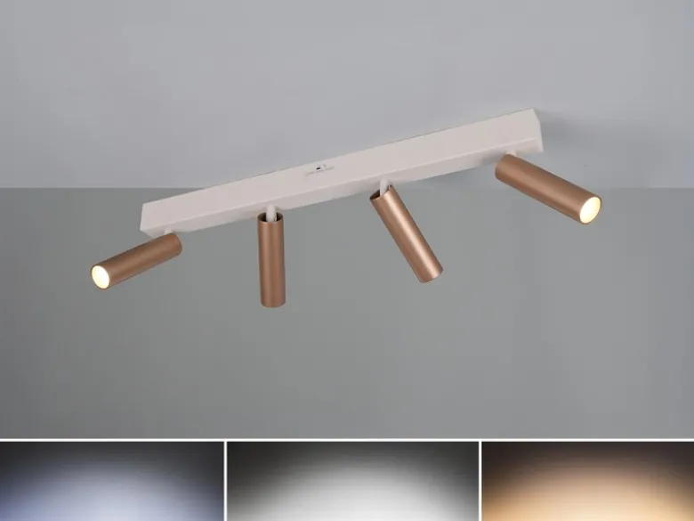 Moderner LED Deckenstrahler AMBALA dimmbar 4-flammig Coffee, Breite 65cm
