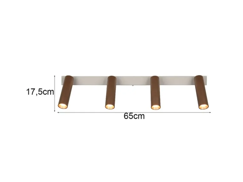 Moderner LED Deckenstrahler AMBALA dimmbar 4-flammig Coffee, Breite 65cm