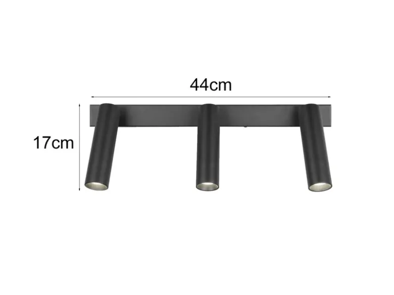 Moderner LED Deckenstrahler AMBALA dimmbar 3-flammig Schwarz, Breite 44cm