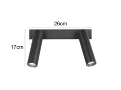 Moderner LED Deckenstrahler AMBALA dimmbar 2-flammig Schwarz, Breite 26cm