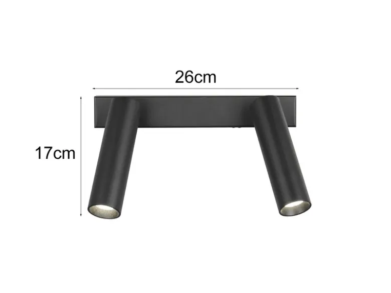Moderner LED Deckenstrahler AMBALA dimmbar 2-flammig Schwarz, Breite 26cm