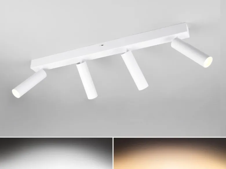 Moderner LED Deckenstrahler AMBALA dimmbar 4-flammig Weiß, Breite 65cm
