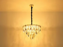 Moderner LED Kronleuchter Gold mit 3-farbigem K9 Kristall Ø 60cm