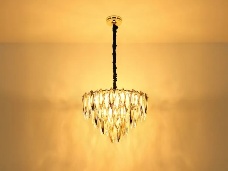 Moderner LED Kronleuchter Gold mit 3-farbigem K9 Kristall Ø 60cm