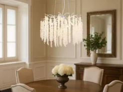 Moderner LED Kronleuchter Silber Chrom mit Glas Kristall Ø 50cm