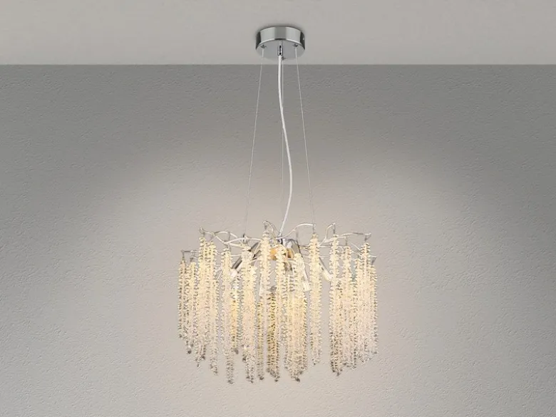 Moderner LED Kronleuchter Silber Chrom mit Glas Kristall Ø 50cm