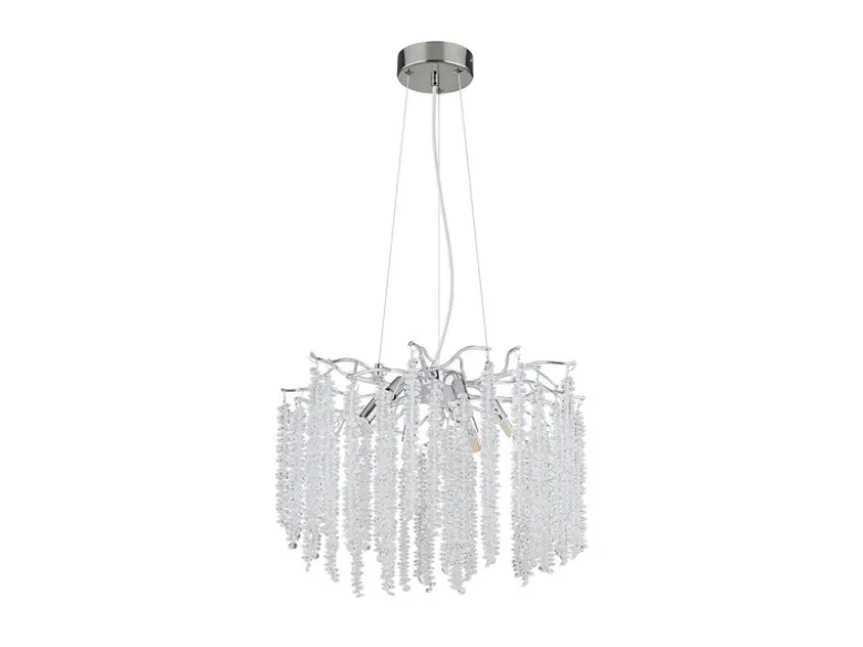 Moderner LED Kronleuchter Silber Chrom mit Glas Kristall Ø 50cm