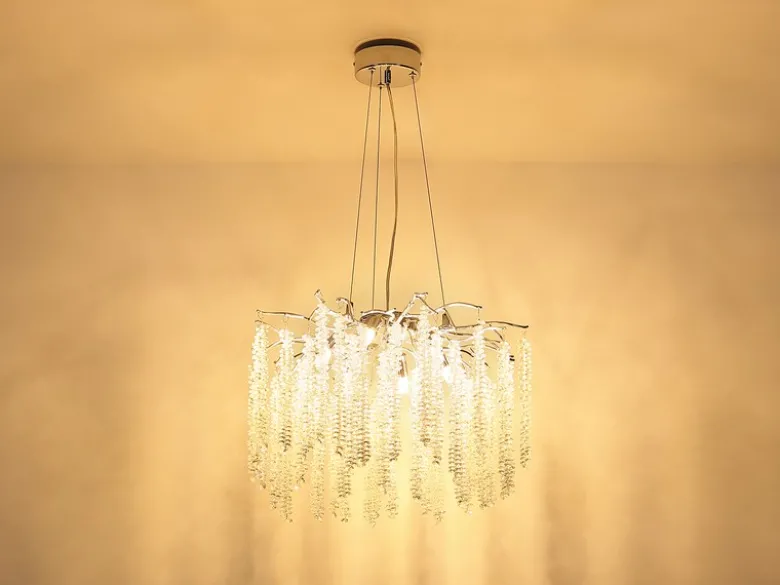 Moderner LED Kronleuchter Silber Chrom mit Glas Kristall Ø 50cm