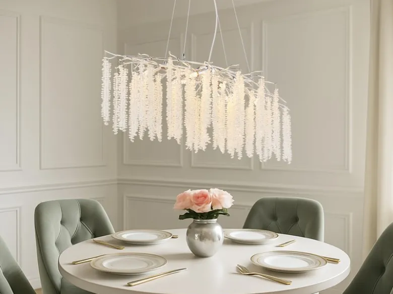 Moderner LED Kronleuchter Silber Chrom mit Glas Kristall, Breite 100cm