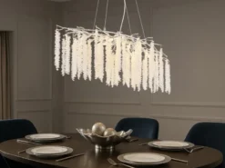 Moderner LED Kronleuchter Silber Chrom mit Glas Kristall, Breite 100cm