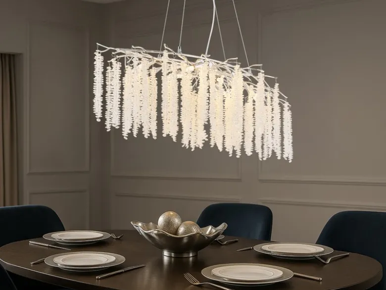 Moderner LED Kronleuchter Silber Chrom mit Glas Kristall, Breite 100cm
