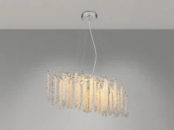 Moderner LED Kronleuchter Silber Chrom mit Glas Kristall, Breite 100cm