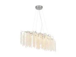Moderner LED Kronleuchter Silber Chrom mit Glas Kristall, Breite 100cm