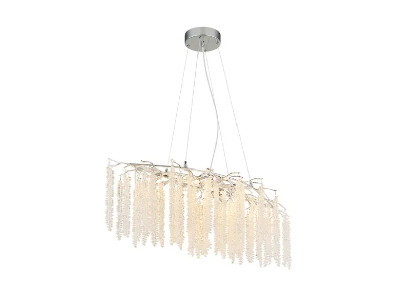 Moderner LED Kronleuchter Silber Chrom mit Glas Kristall, Breite 100cm