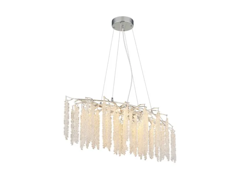 Moderner LED Kronleuchter Silber Chrom mit Glas Kristall, Breite 100cm