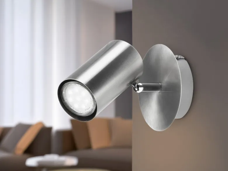 Moderner Wandstrahler FAINAS Silber, Spot schwenkbar mit GU10 LED, Breite 11cm
