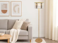 Moderne Stehlampe RUN mit Lampenschirm aus Rauchglas Kristall, Höhe 150cm