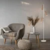 Moderne Stehlampe SOKA mit 3 schwenkbaren Spots, Hellgrau & Coffee, Höhe 150cm