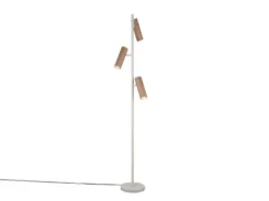 Moderne Stehlampe SOKA mit 3 schwenkbaren Spots, Hellgrau & Coffee, Höhe 150cm
