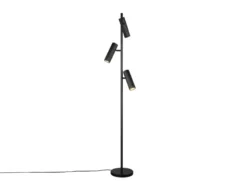 Moderne Stehlampe SOKA mit 3 schwenkbaren Spots, Schwarz, Höhe 150cm