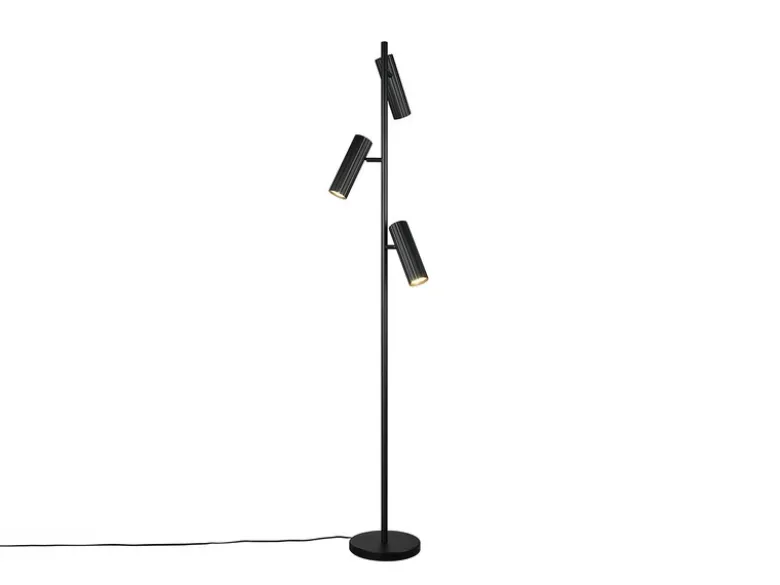Moderne Stehlampe SOKA mit 3 schwenkbaren Spots, Schwarz, Höhe 150cm