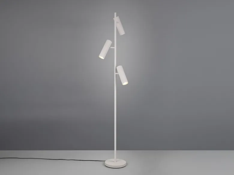 Moderne Stehlampe SOKA mit 3 schwenkbaren Spots, Hellgrau, Höhe 150cm