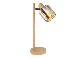 Moderne Tischlampe RUN mit Lampenschirm aus Rauchglas Kristall, Höhe 40cm