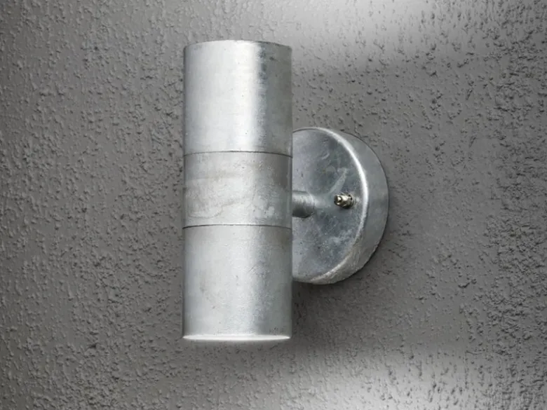 Moderne Up-Down Außenwandleuchte MODENA, Höhe 17cm aus Stahl, Silber