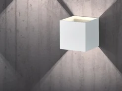 Moderne up & down LED Wandleuchten im 2er Set Kubus Weiß matt, Quadrat 10cm