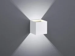 Moderne up & down LED Wandleuchten im 2er Set Kubus Weiß matt, Quadrat 10cm
