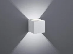 Moderne up & down LED Wandleuchten 2er Set Kubus Alu gebürstet, Quadrat 10cm