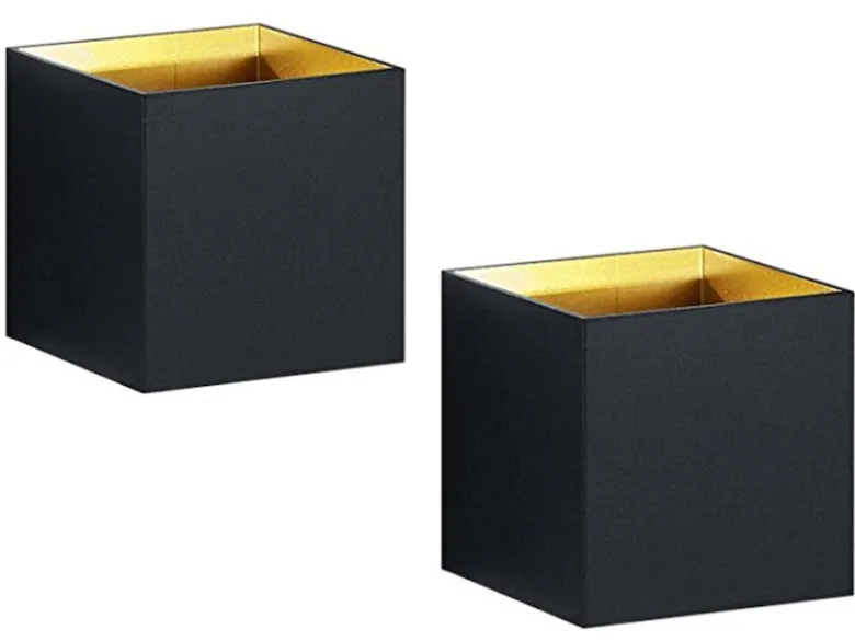 Moderne up & down LED Wandleuchten 2er Set Kubus Schwarz / Gold, Quadrat 10cm