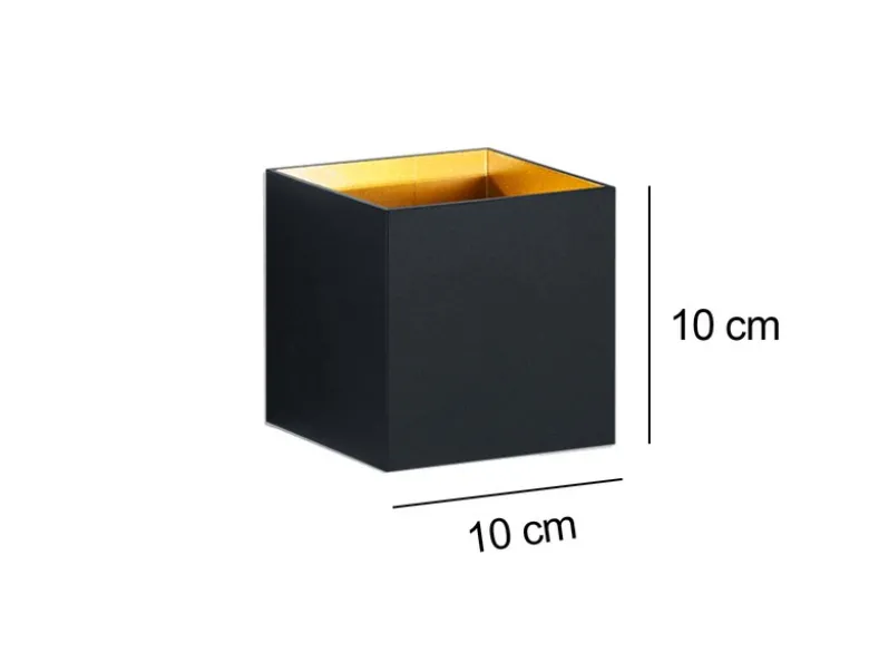 Moderne up & down LED Wandleuchten 2er Set Kubus Schwarz / Gold, Quadrat 10cm