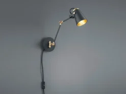 Moderne Wandleuchte EDWARD in Schwarz matt, variabel verstellbar, Höhe 25cm