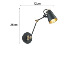 Moderne Wandleuchte EDWARD in Schwarz matt, variabel verstellbar, Höhe 25cm