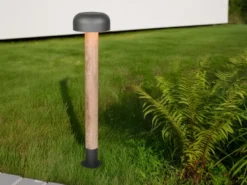 Moderne Wegeleuchte FRASER in Holzoptik & Anthrazit, Höhe 84cm