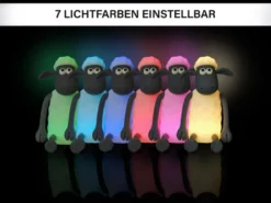 Nachtlicht SHAUN DAS SCHAF per USB aufladbar, dimmbar, 7 Lichtfarben, Höhe 14cm