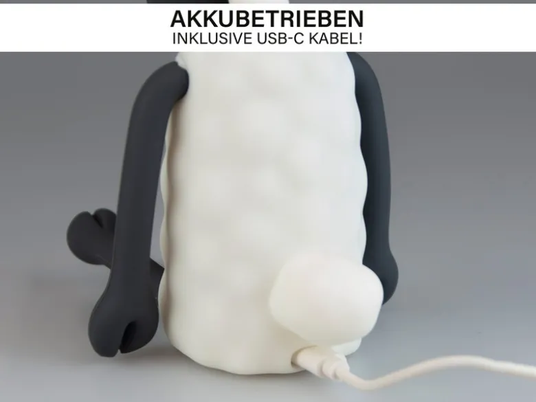 Nachtlicht SHAUN DAS SCHAF per USB aufladbar, dimmbar, 7 Lichtfarben, Höhe 14cm