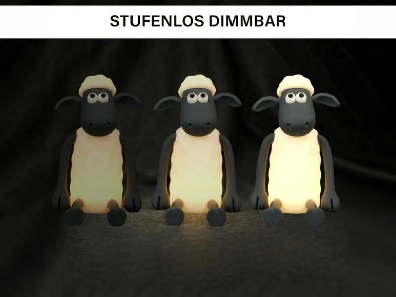 Nachtlicht SHAUN DAS SCHAF per USB aufladbar, dimmbar, 7 Lichtfarben, Höhe 14cm