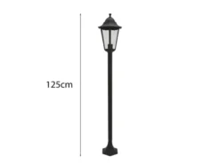 Nostalgische LED Wegeleuchte aus Aluminium in schwarz 125cm Höhe IP44