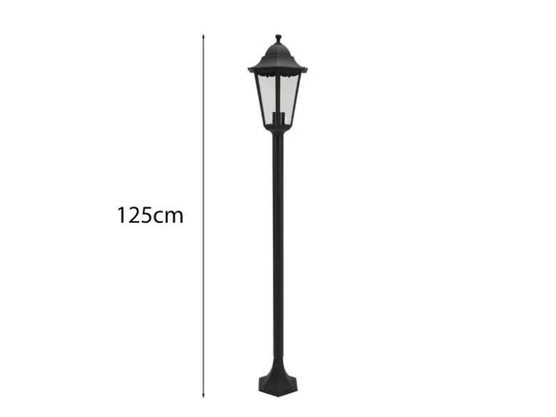 Nostalgische LED Wegeleuchte aus Aluminium in schwarz 125cm Höhe IP44