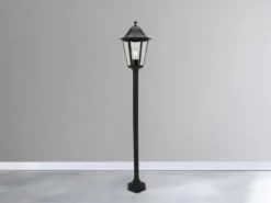 Nostalgische LED Wegeleuchte aus Aluminium in schwarz 125cm Höhe IP44