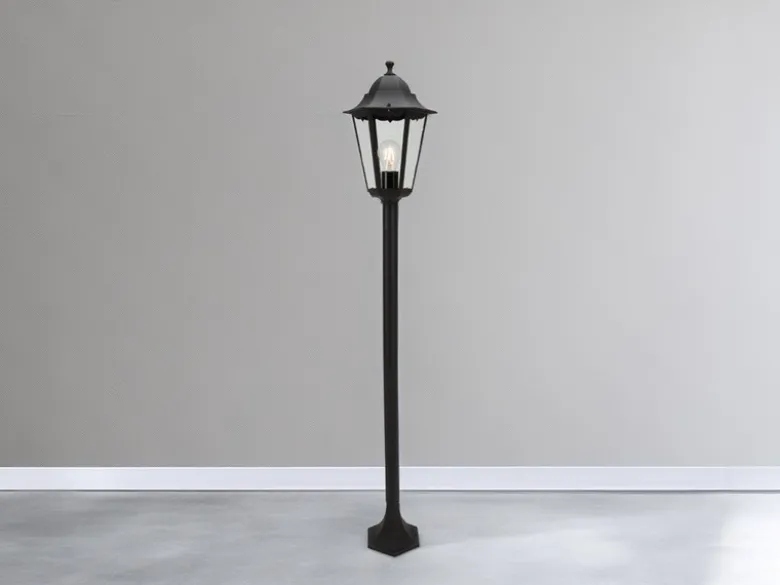 Nostalgische LED Wegeleuchte aus Aluminium in schwarz 125cm Höhe IP44
