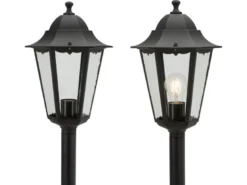 Nostalgische LED Wegeleuchte aus Aluminium in schwarz 125cm Höhe IP44