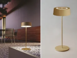 Outdoor Akku LED Tischleuchte COCKTAIL Gold, Dimmbar Höhe 29,5cm