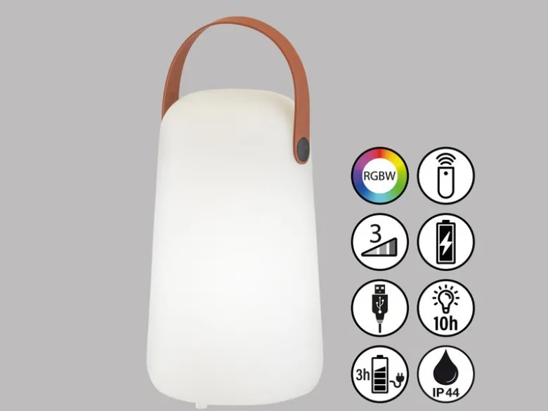 Outdoor Akku Tischlampe COLLGAR mit Fernbedienung & RGB, Höhe 21cm