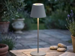 Outdoor Akku Tischlampe COSENZA Grau ohne Kabel mit RGB, Höhe 38cm