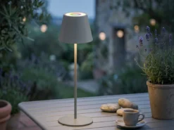 Outdoor Akku Tischlampe COSENZA Grau ohne Kabel mit RGB, Höhe 38cm