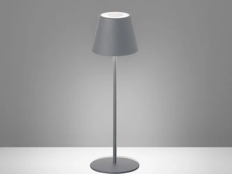 Outdoor Akku Tischlampe COSENZA Grau ohne Kabel mit RGB, Höhe 38cm